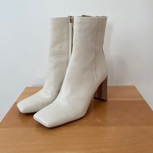 Sam Edelman white leather ankle boots